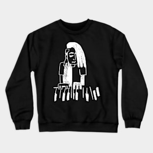 Piano Keyboard Girl Black and White Crewneck Sweatshirt